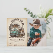 Invitation Saddup Western 1st Birthday Party Photo (Debout devant)
