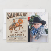 Invitation Saddup Western Rodeo Cowboy Photo Anniversaire (Devant)