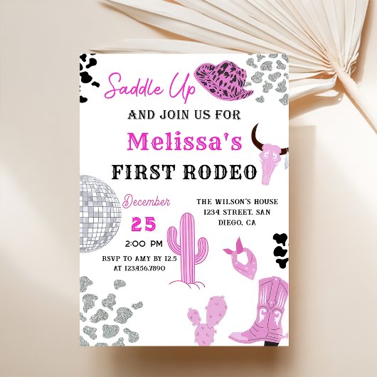 Invitation Saddup Wild West Rodeo Disco Cowgirl Anniversaire