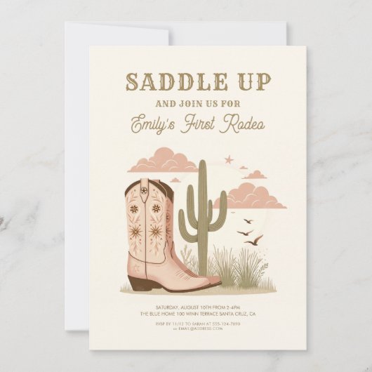 Invitation Saddup Wild Western Cactus Girl (Devant)