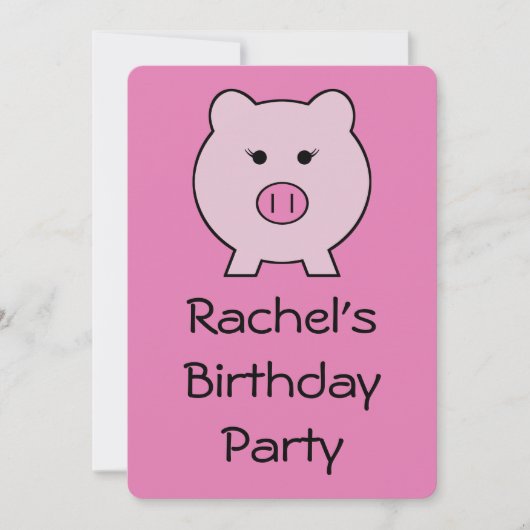 Invitation Sadie le cochon rose ~ Cute Girly Kawaii (Devant)