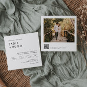 Invitation SADIE Minimal Carré Wedding Inviter Photo, QR Code