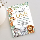 Invitation Safari 1er anniversaire Wild One | Gold Jungle Ani