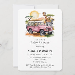 Invitation Safari Adventure Girl Baby shower