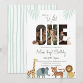 Invitation Safari animal 1er anniversaire (Devant / Derrière)