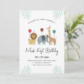 Invitation Safari Animal 1st  Birthday Party  (Debout devant)