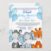 Invitation Safari Animal avec Masques Douche Virtuelle Bébé G (Devant / Derrière)