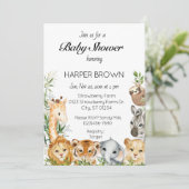Invitation Safari animal baby shower  (Debout devant)