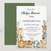 Invitation Safari animal baby shower  (Devant / Derrière)
