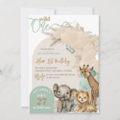 Invitation Safari animal Boho Balloon Boy 1er anniversaire Ph (Devant)
