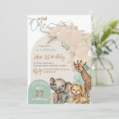 Invitation Safari animal Boho Balloon Boy 1er anniversaire Ph (Debout devant)