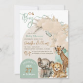 Invitation Safari animal Boho Oh Boy Baby shower (Devant)