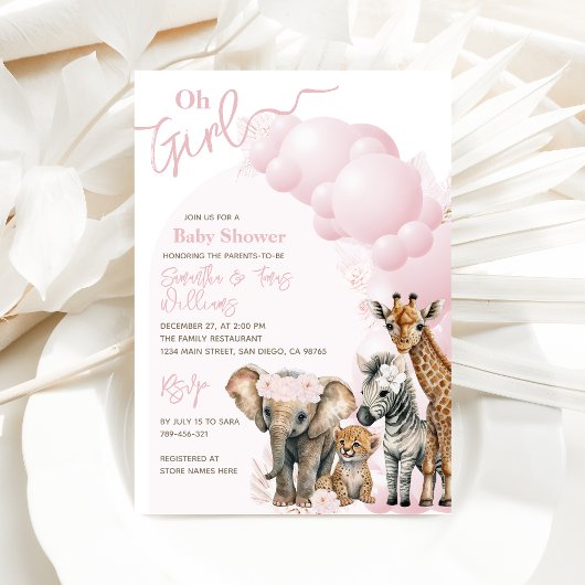 Invitation Safari animal Boho Oh Girl Baby shower