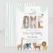 Invitation Safari Animal Boy 1er anniversaire (Devant / Derrière)