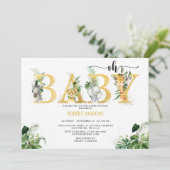 Invitation Safari Animal Editable Oh Baby shower (Debout devant)