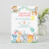 Invitation Safari animal garçon 2e anniversaire invitation. i (Debout devant)