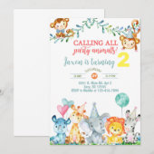 Invitation Safari animal garçon 2e anniversaire invitation. i (Devant / Derrière)