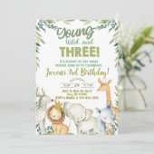 Invitation Safari animal garçon 3ème anniversaire invitation. (Debout devant)