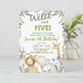 Invitation Safari animal garçon 5ème anniversaire invitation. (Debout devant)