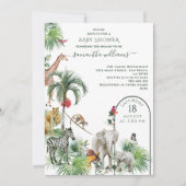 Invitation Safari Animal Jungle Vert Baby shower tropical (Devant)