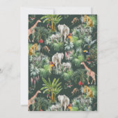 Invitation Safari Animal Jungle Vert Baby shower tropical (Dos)