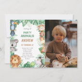 Invitation Safari Animal Party Thème pour enfants (Devant)