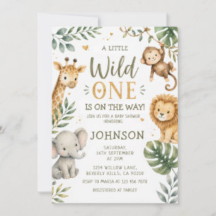Invitation Safari Animal Tropical Fête de Naissance de Bébé S