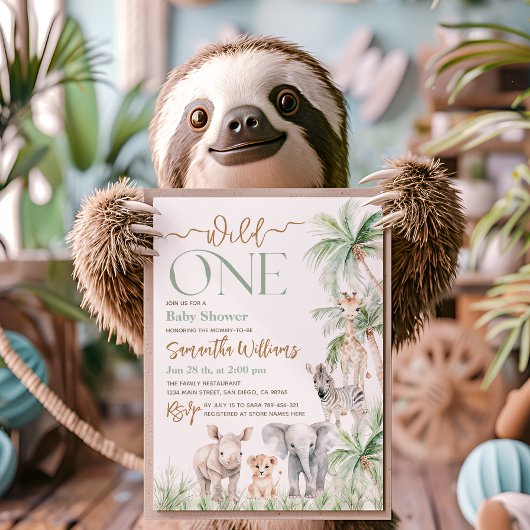 Invitation Safari Animal Wild One Baby Boy Douche