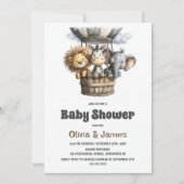 Invitation Safari Animals Baby Shower (Devant)