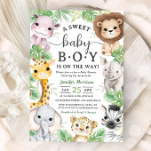 Invitation Safari Animals Baby Shower Boy Tropical Jungle 