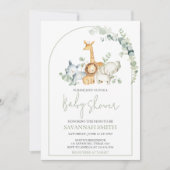 Invitation Safari Animals Greenery Baby Shower  (Devant)