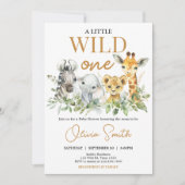 Invitation Safari Animals Little Wild One Baby Shower (Devant)