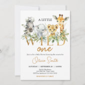 Invitation Safari Animals Wild One Baby Shower (Devant)