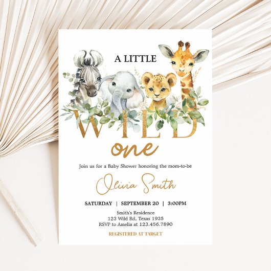 Invitation Safari Animals Wild One Baby Shower