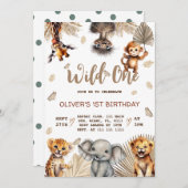 Invitation Safari Animaux 1er anniversaire (Devant / Derrière)