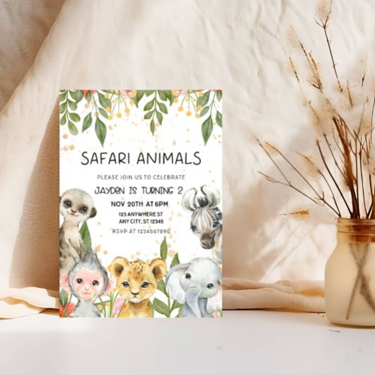 Invitation "Safari Animaux 2e anniversaire garçon