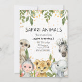 Invitation "Safari Animaux 2e anniversaire garçon (Devant)