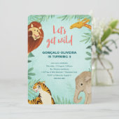 Invitation Safari Animaux Anniversaire Jungle Party Garçon Le (Debout devant)