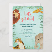 Invitation Safari Animaux Anniversaire Jungle Party Garçon Le (Devant)