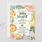 Invitation Safari Animaux Baby shower Aquarelle (Devant)