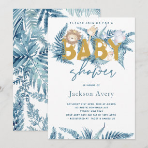 Invitation Safari Animaux Baby shower exotique