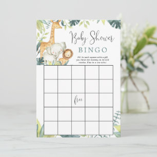 Invitation Safari animaux baby shower jeu de bingo