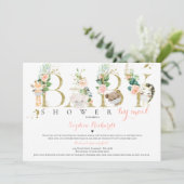 Invitation Safari Animaux Baby shower Par Mail Greenery Gold (Debout devant)