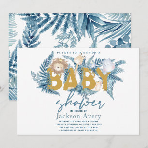 Invitation Safari Animaux Baby shower tropical