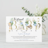 Invitation Safari Animaux Baby shower virtuel Verdure Or (Debout devant)