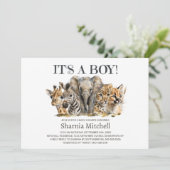 Invitation Safari Animaux Baby showers Garçons (Debout devant)