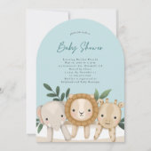 Invitation Safari Animaux Baby showers Garçons (Devant)