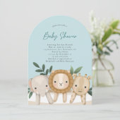 Invitation Safari Animaux Baby showers Garçons (Debout devant)