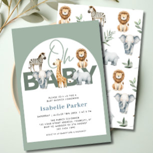 Invitation Safari Animaux Baby showers neutres selon le sexe