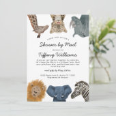 Invitation Safari Animaux Baby showers par la poste (Debout devant)